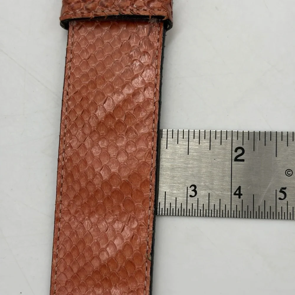 Vintage Laura Lei Womens Belt Genuine Snakeskin Orange Gold Adjustable Argentina